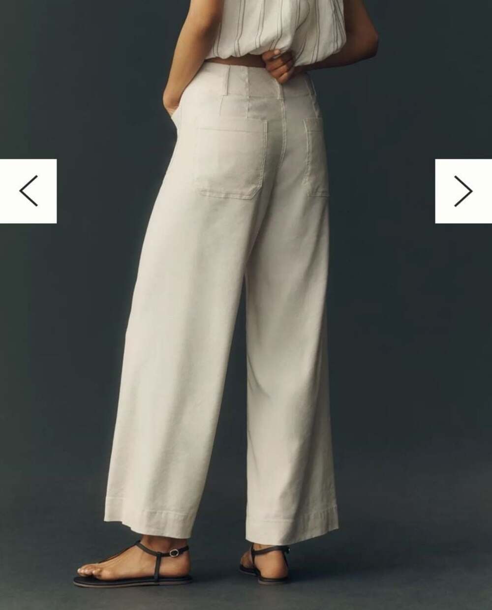 Maeve Colette Linen Stretch High-Rise Wide-Leg Pants Chalk White 14 - Picture 2 of 12